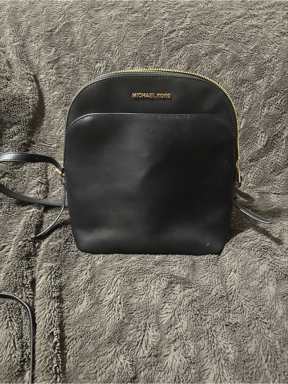 Michael Kors Black Saffiano Leather Emmy Large Dome Backpack